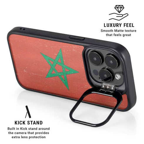 Morocco Flag Distressed iPhone 16 Pro Kickstand Case